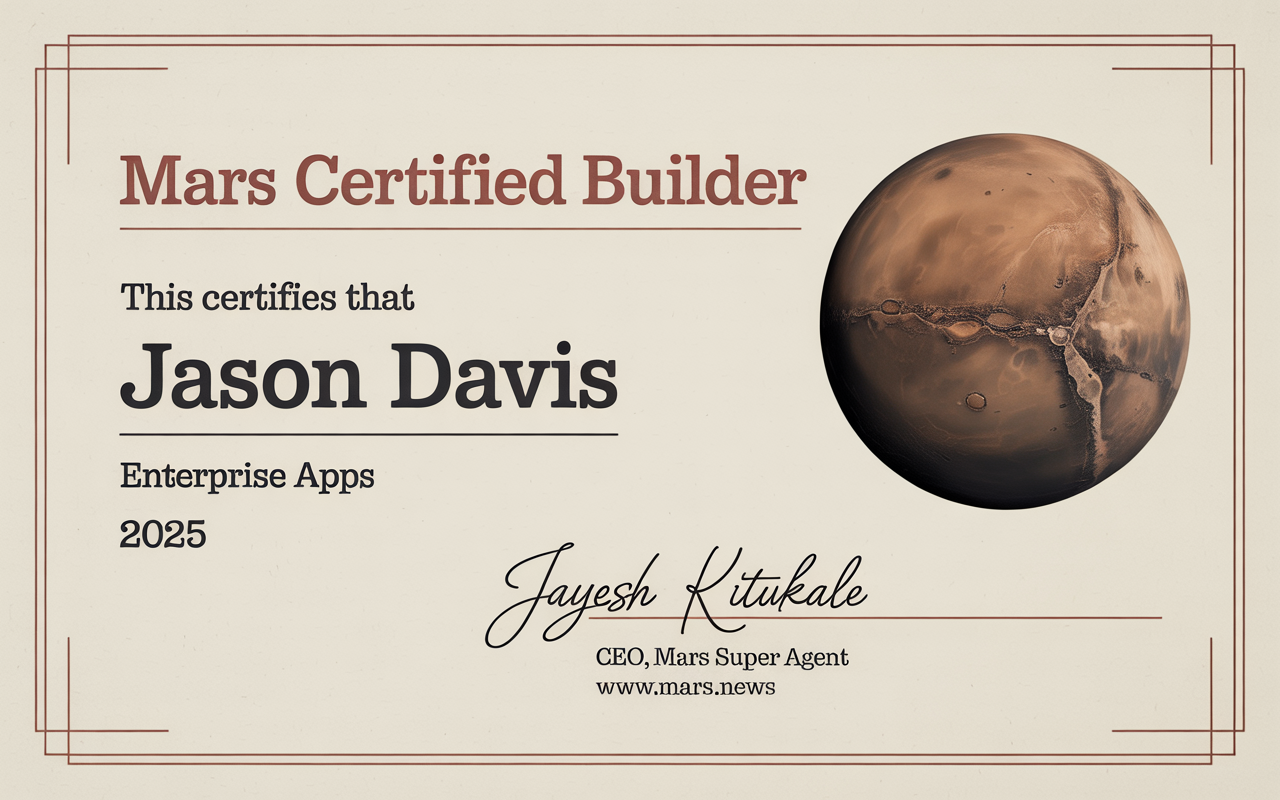 Mars Certified Builder Certificate